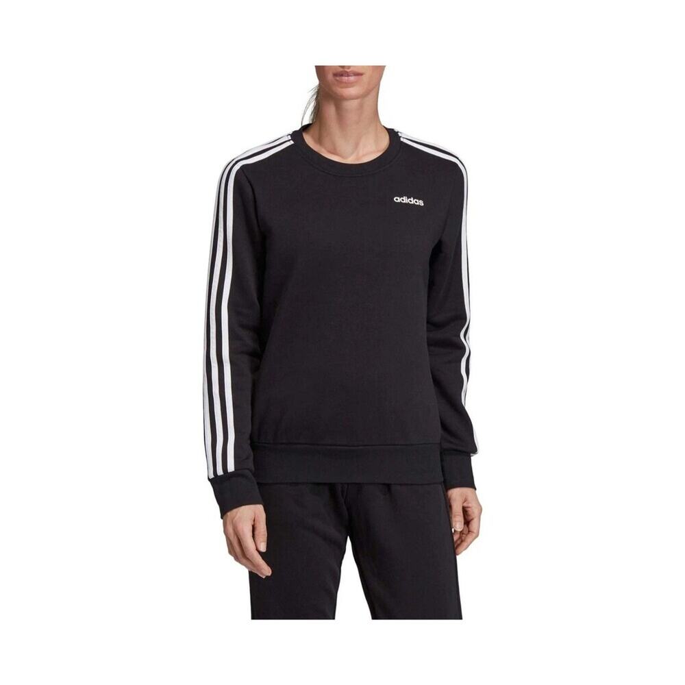 Adidas Sweatshirt Womens M Black 3 Stripe Crewneck Cozy Pullover Originals